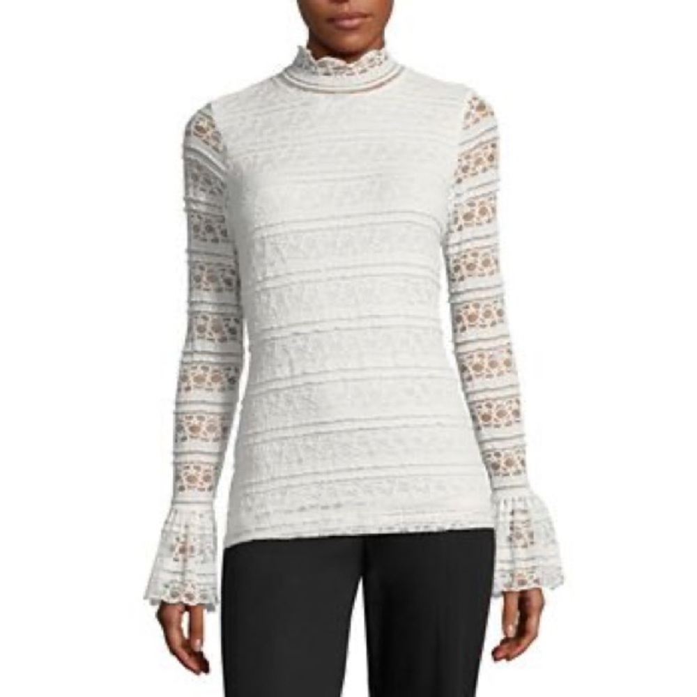 💖 Worthington White Ruffled Long Sleeve Blouse
